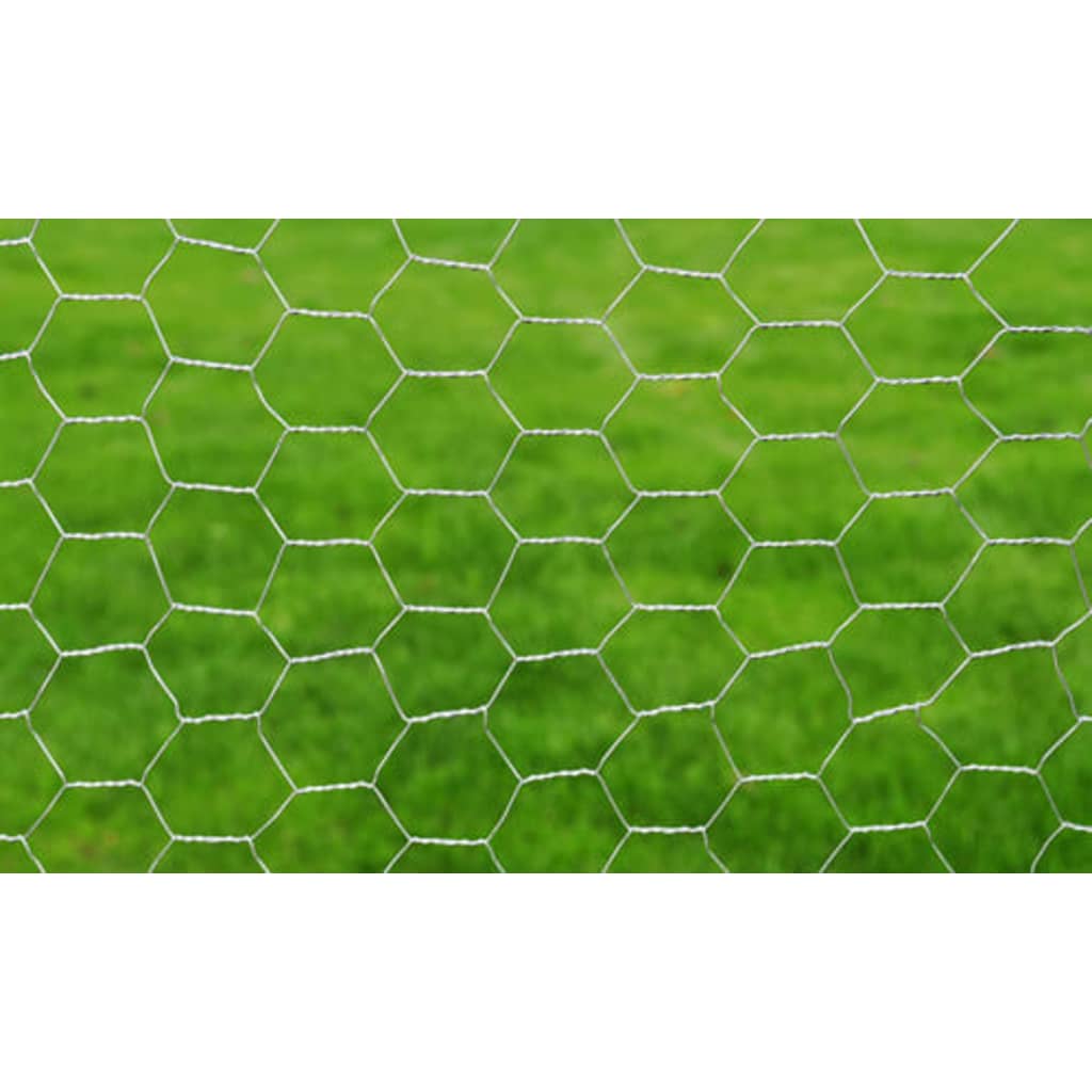 vidaXL Mesh Fence Galvanised Steel Hexagon 1x25 m Silver