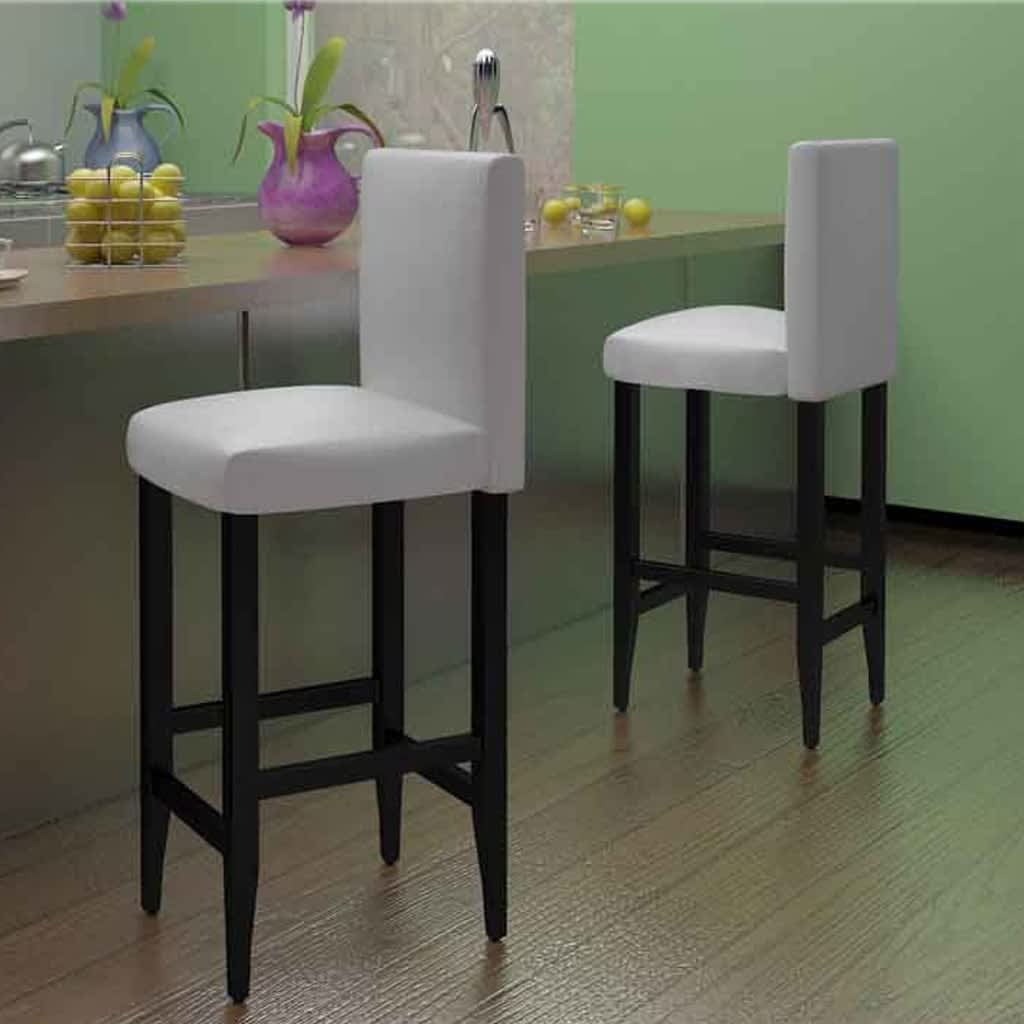 vidaXL Bar Stools 2 pcs White Faux Leather