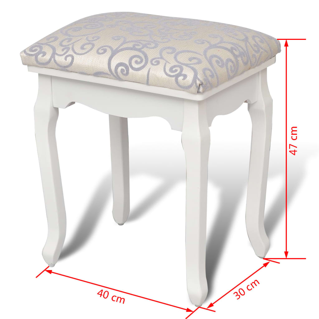 vidaXL Dressing Stool Warm White Fabric