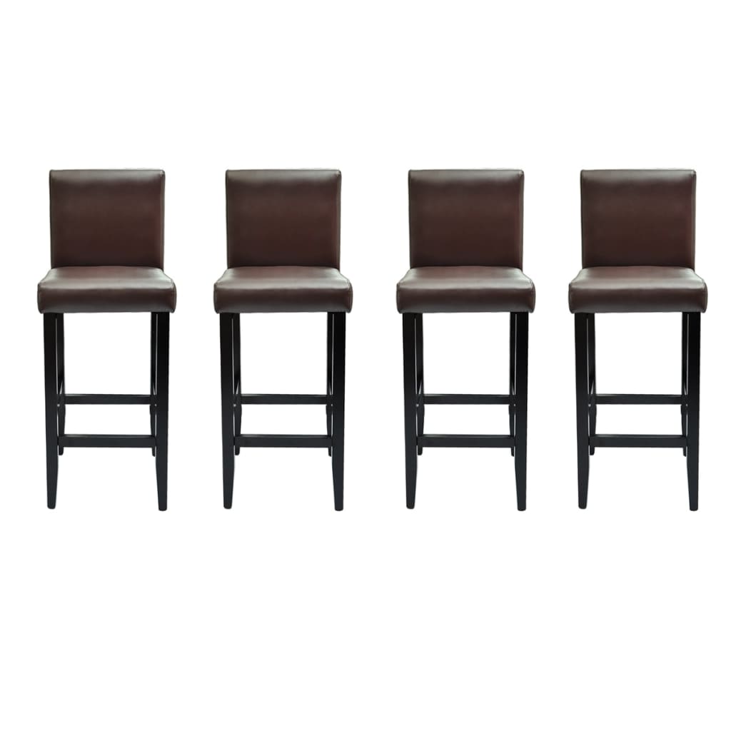 vidaXL Bar Stools 4 pcs Dark Brown Faux Leather