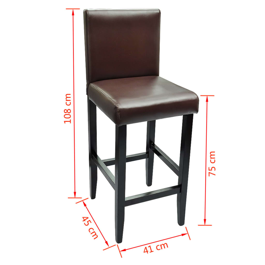 vidaXL Bar Stools 4 pcs Dark Brown Faux Leather