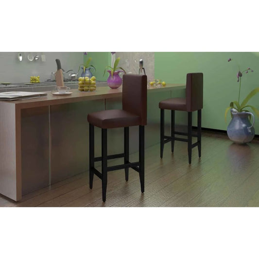 vidaXL Bar Stools 4 pcs Dark Brown Faux Leather