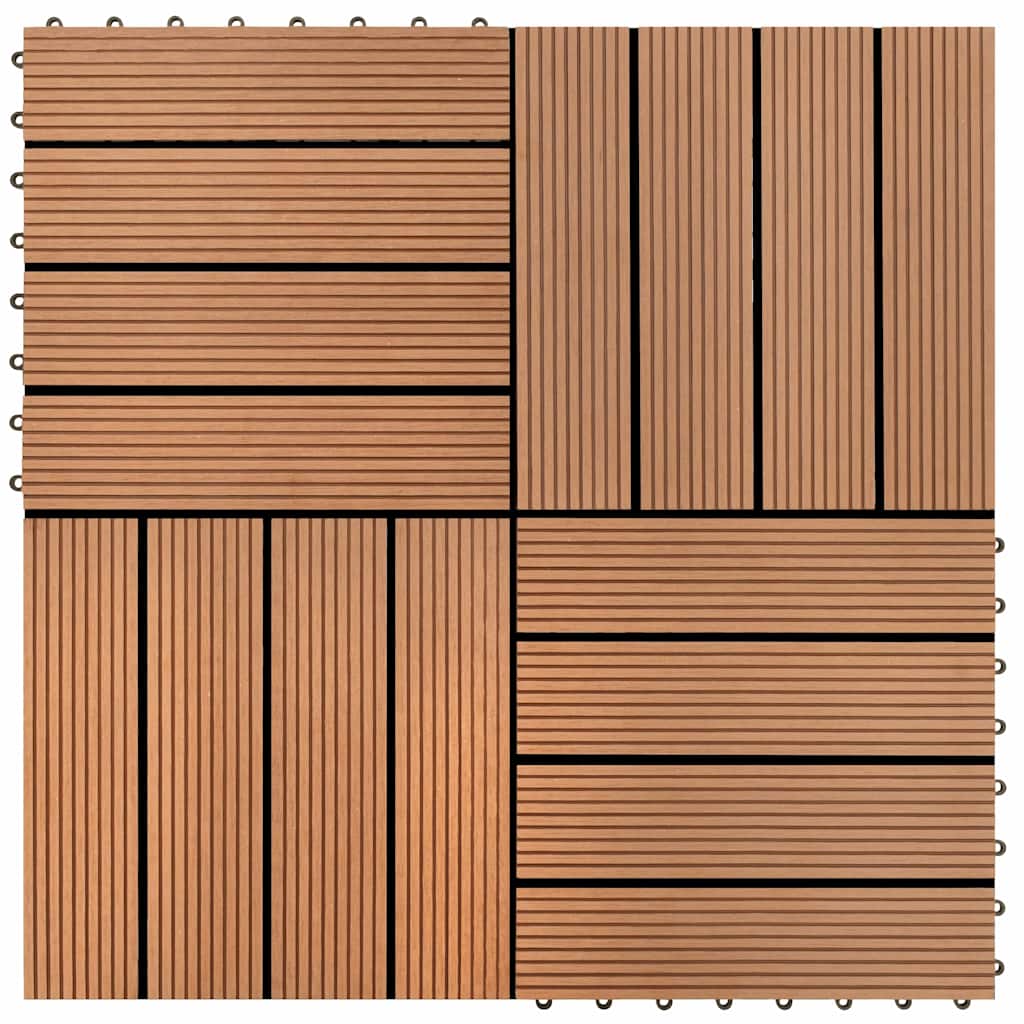 vidaXL WPC Tiles 30x30cm 11pcs 1m² Brown