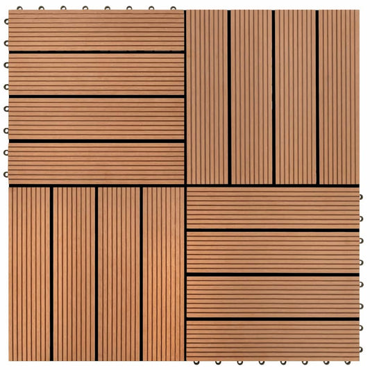 vidaXL WPC Tiles 30x30cm 11pcs 1m² Brown