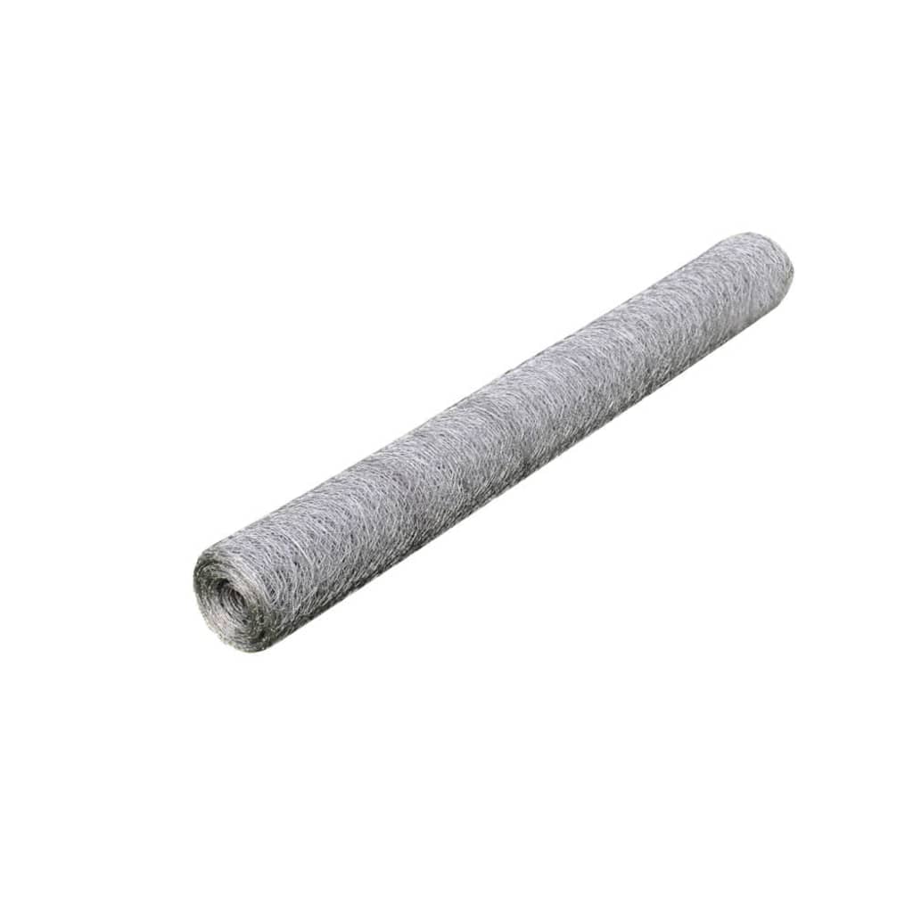 vidaXL Chicken Wire Fence Galvanised Steel 25x1 m Silver