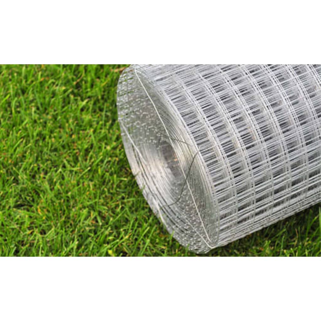 vidaXL Chicken Wire Fence Galvanised Steel 25x1 m Silver
