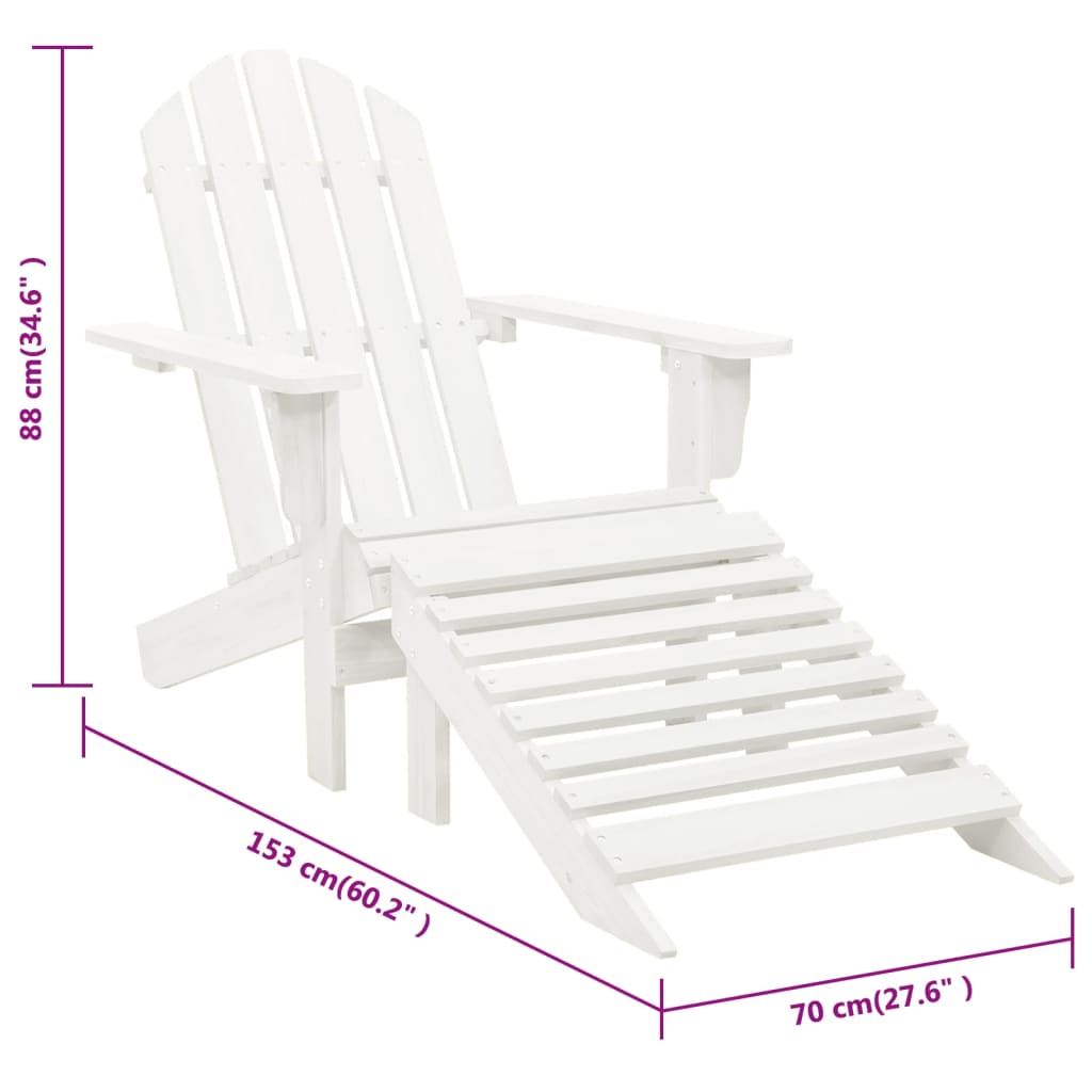 vidaXL Garden Chair with Ottoman Wood White