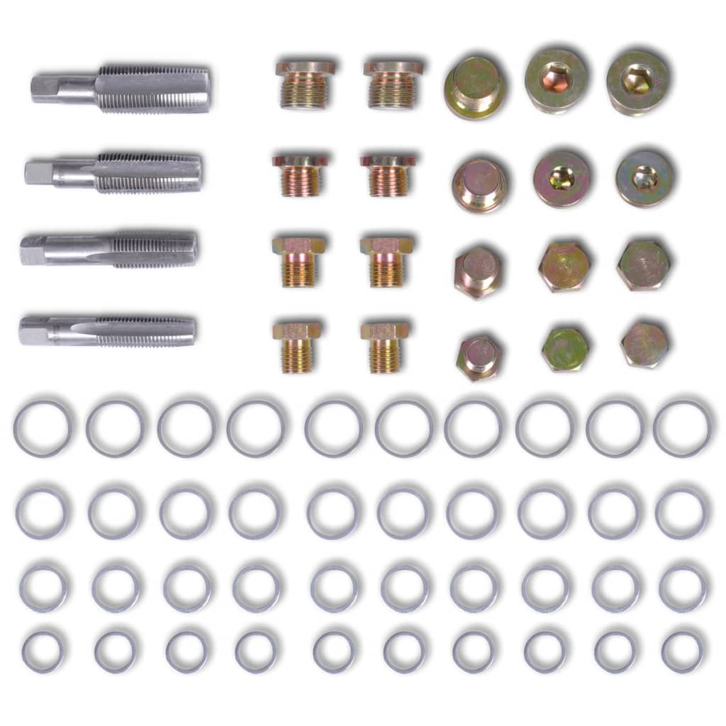 vidaXL Oil Drain Plug Repair Kit 64 pcs Set M13 M15 M17 M20