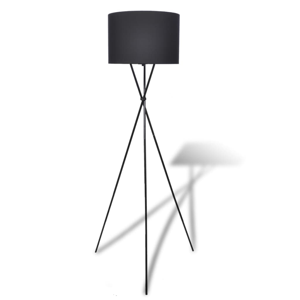 vidaXL Floor Lamp Shade with High Stand Black