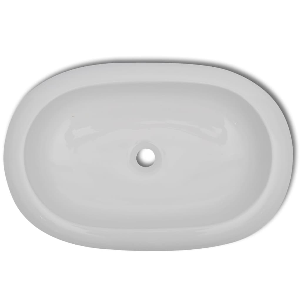 vidaXL Luxury Ceramic Basin Oval-shaped Sink White 63 x 42 cm