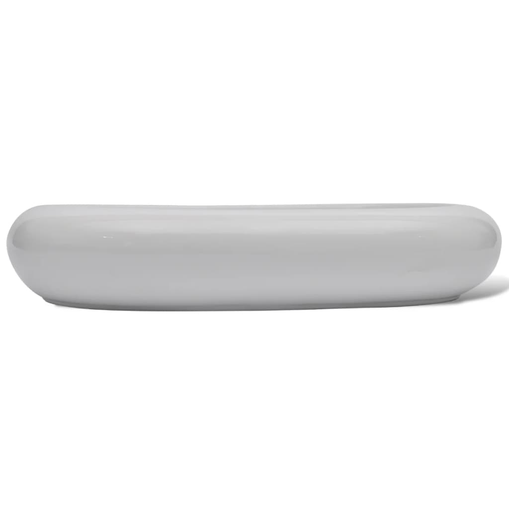 vidaXL Luxury Ceramic Basin Oval-shaped Sink White 63 x 42 cm