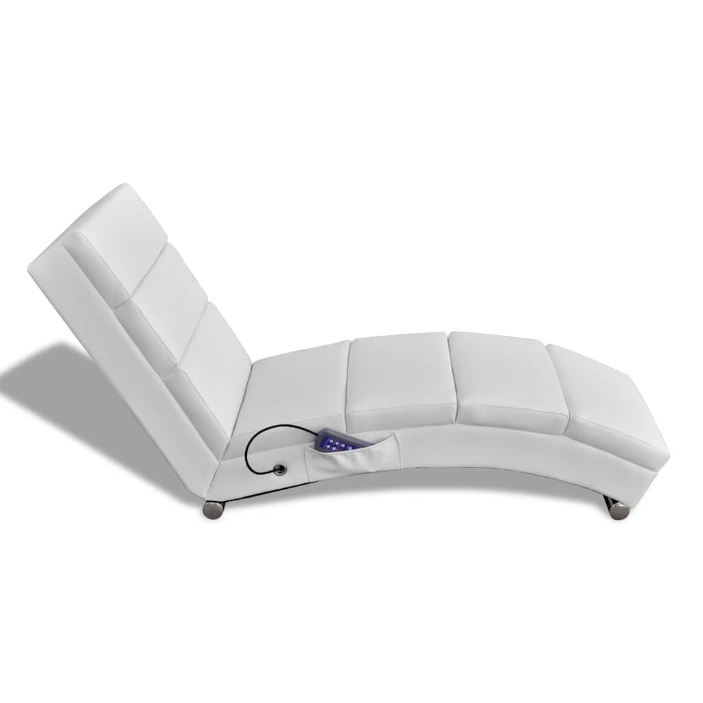 vidaXL Massage Lounger White Faux Leather