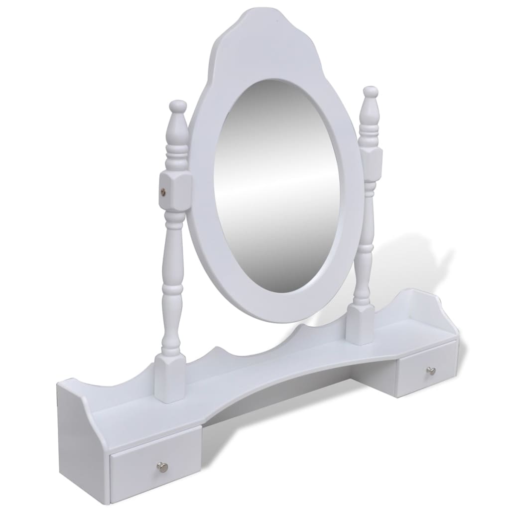 vidaXL Dressing Table with Mirror and Stool 7 Drawers White