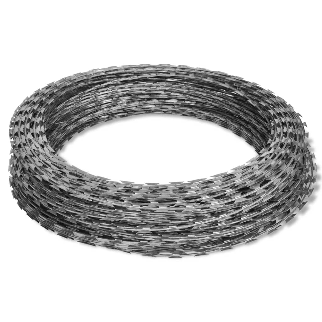 vidaXL Razor Wire Helical Wire Roll Galvanised Steel 60 m