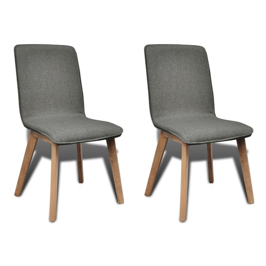 vidaXL Dining Chairs 2 pcs Light Grey Fabric and Solid Oak Wood