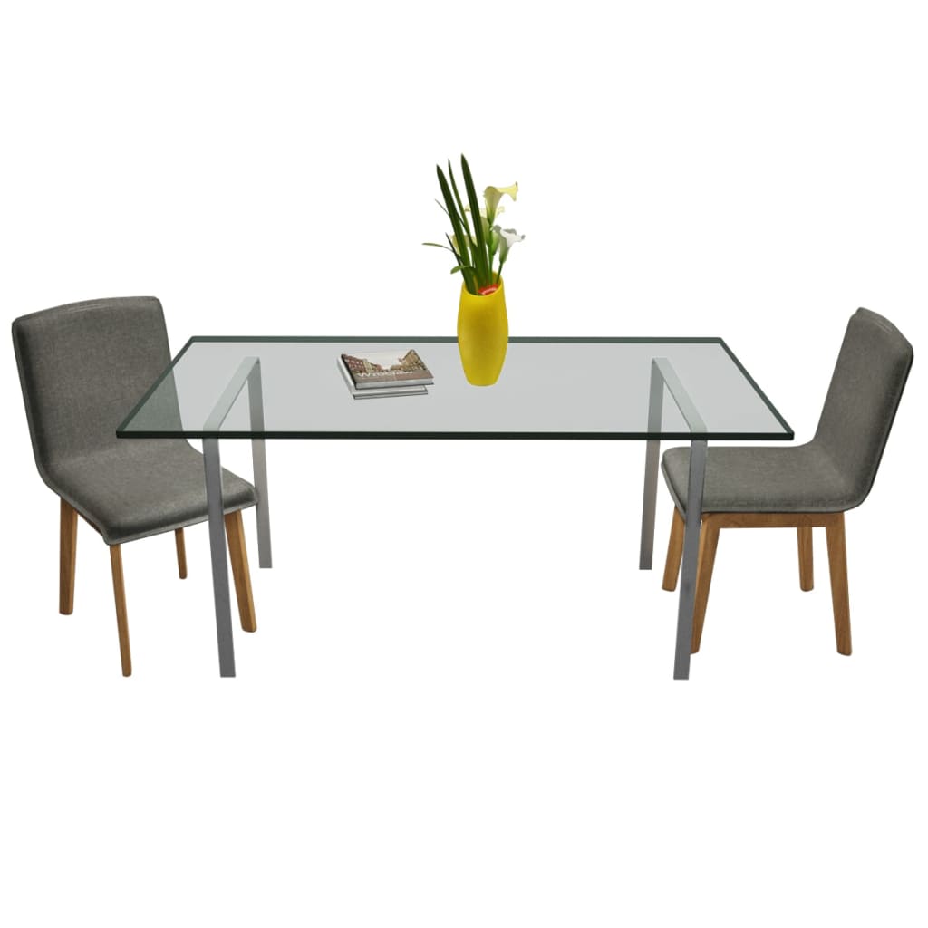vidaXL Dining Chairs 2 pcs Light Grey Fabric and Solid Oak Wood