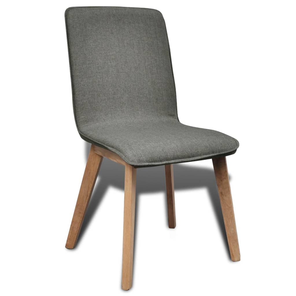 vidaXL Dining Chairs 2 pcs Light Grey Fabric and Solid Oak Wood
