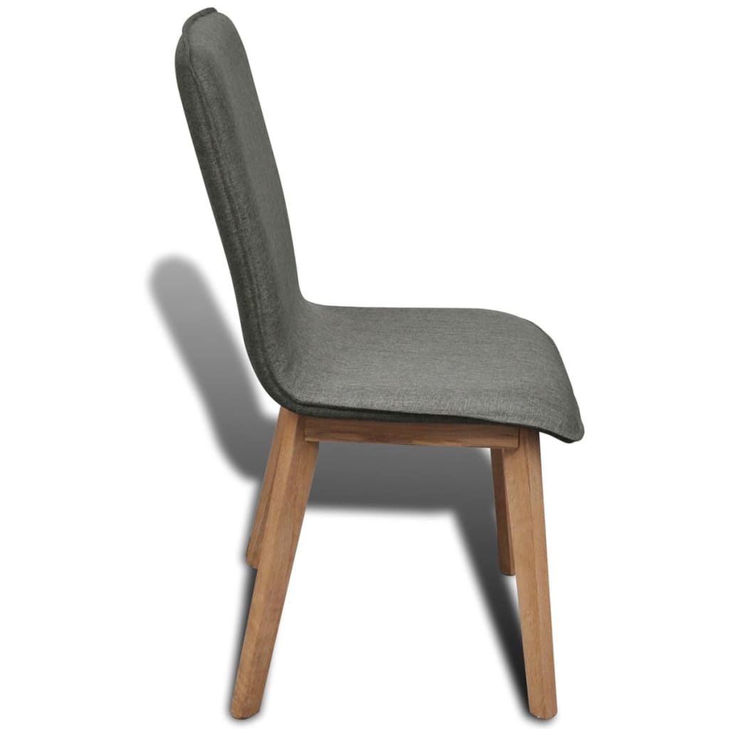 vidaXL Dining Chairs 2 pcs Light Grey Fabric and Solid Oak Wood