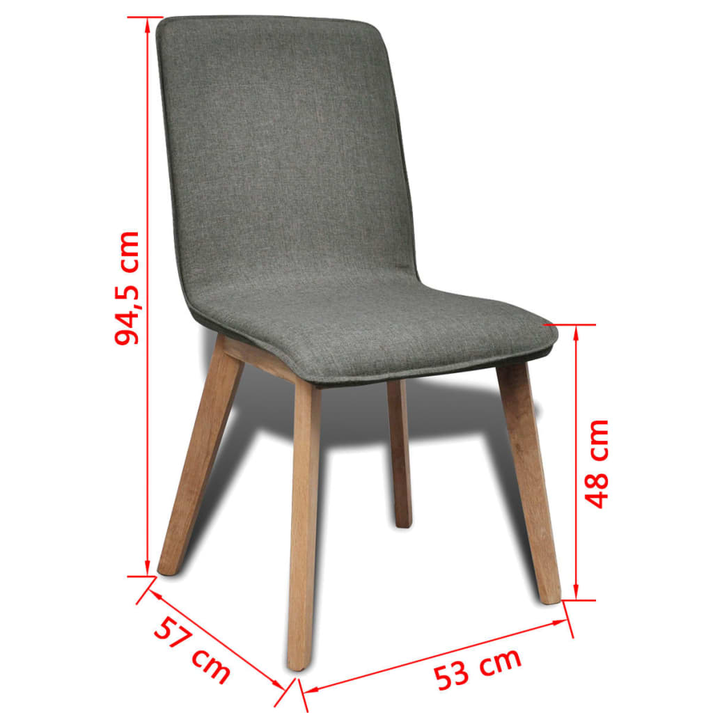 vidaXL Dining Chairs 2 pcs Light Grey Fabric and Solid Oak Wood