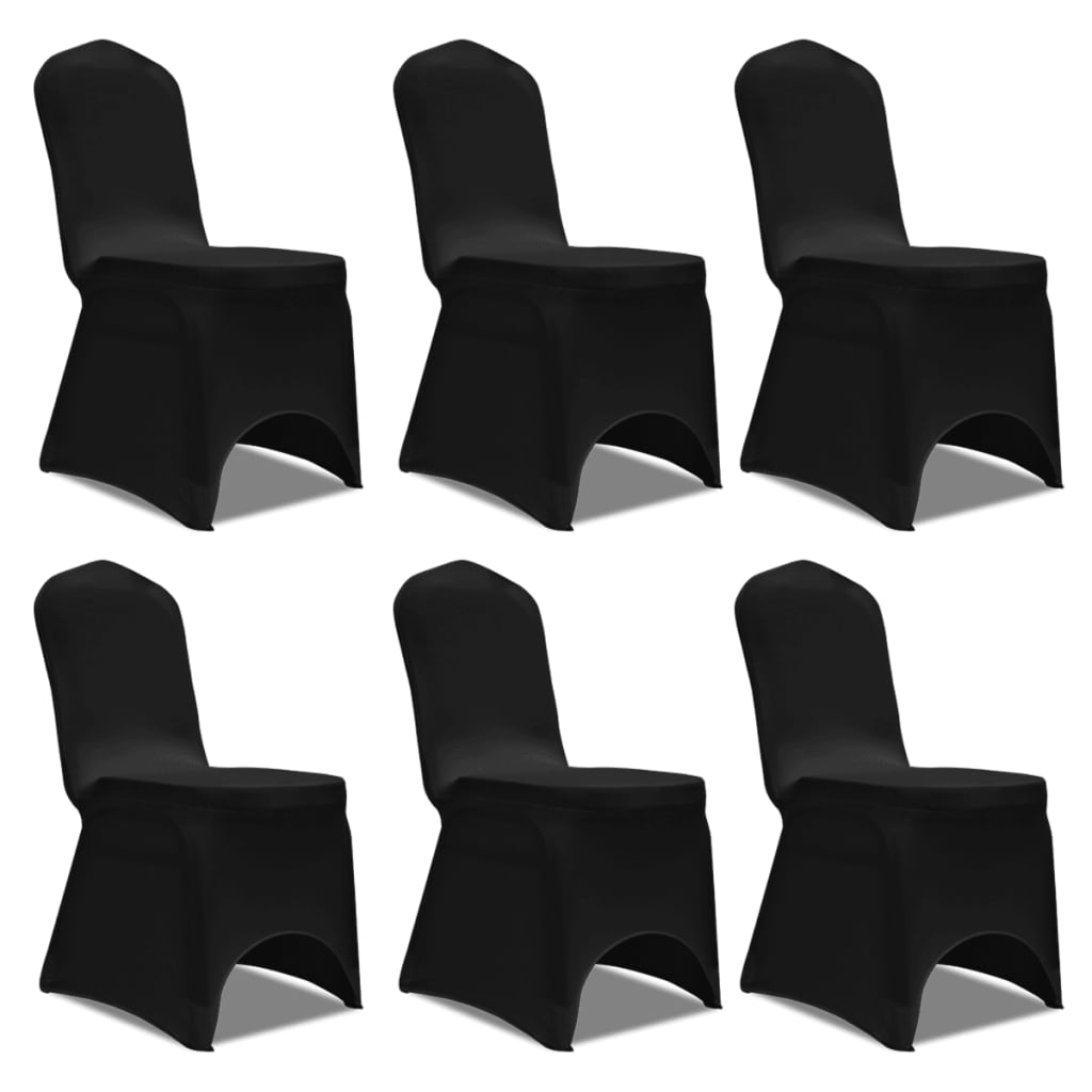 vidaXL Chair Cover Stretch 6 pcs Black