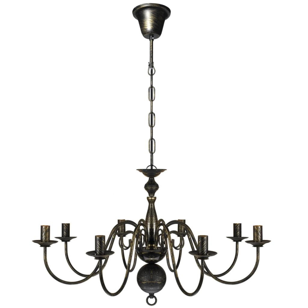 vidaXL Antique Black Metal Chandelier 8 x E14 Bulbs