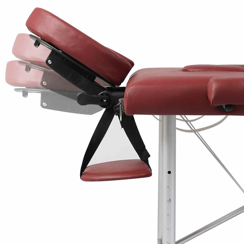 vidaXL Red Foldable Massage Table 2 Zones with Aluminium Frame