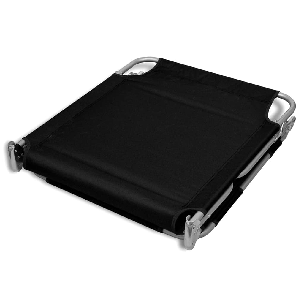 vidaXL Folding Sun Lounger with Head Cushion Powder-coated Steel Black