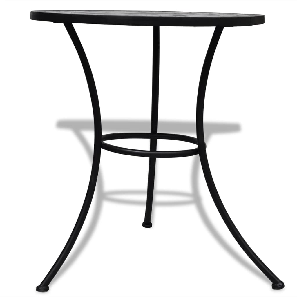 vidaXL Bistro Table Black and White 60 cm Mosaic