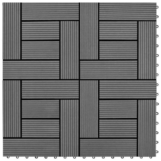 vidaXL Decking Tiles WPC 1 sqm Grey 11 pcs 30 x 30 cm