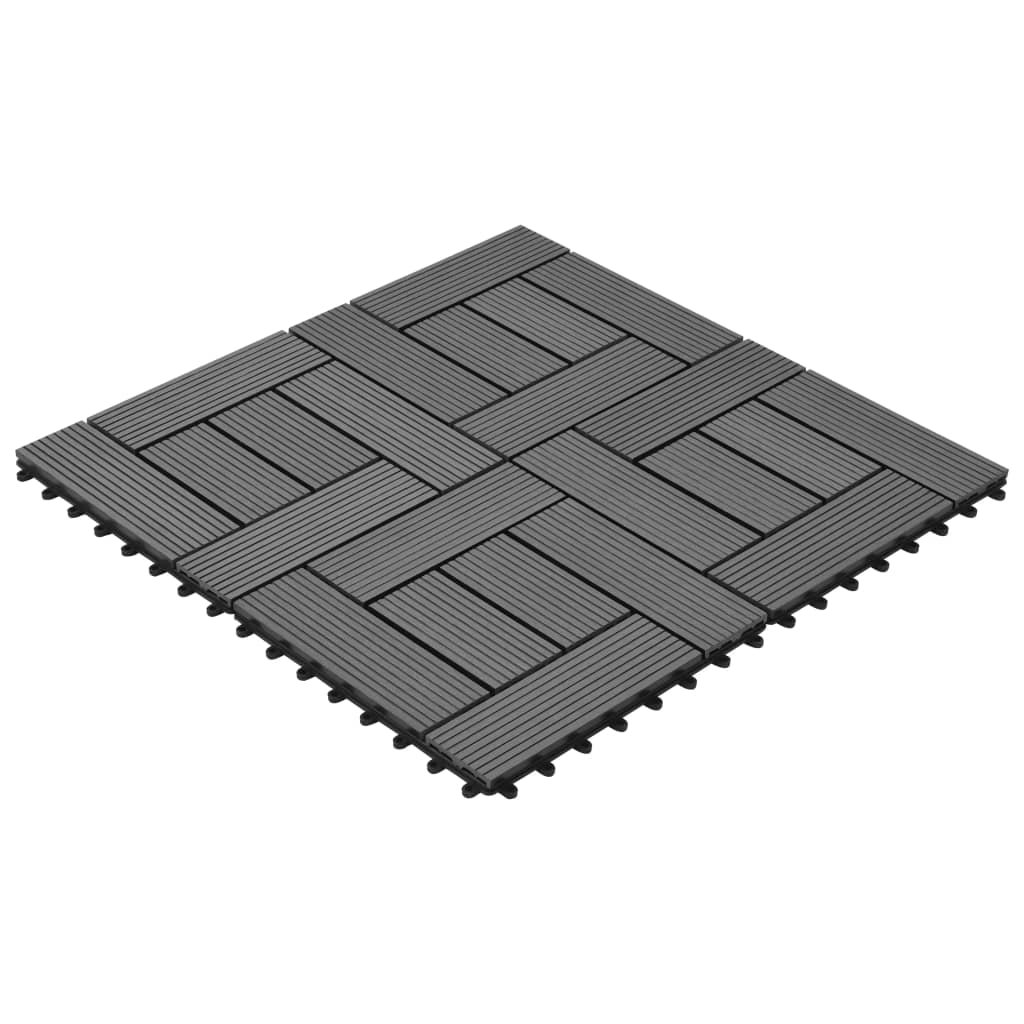 vidaXL Decking Tiles WPC 1 sqm Grey 11 pcs 30 x 30 cm