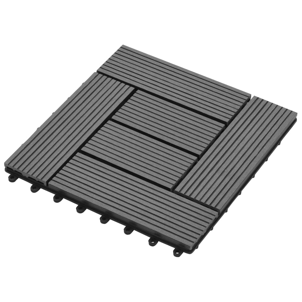 vidaXL Decking Tiles WPC 1 sqm Grey 11 pcs 30 x 30 cm