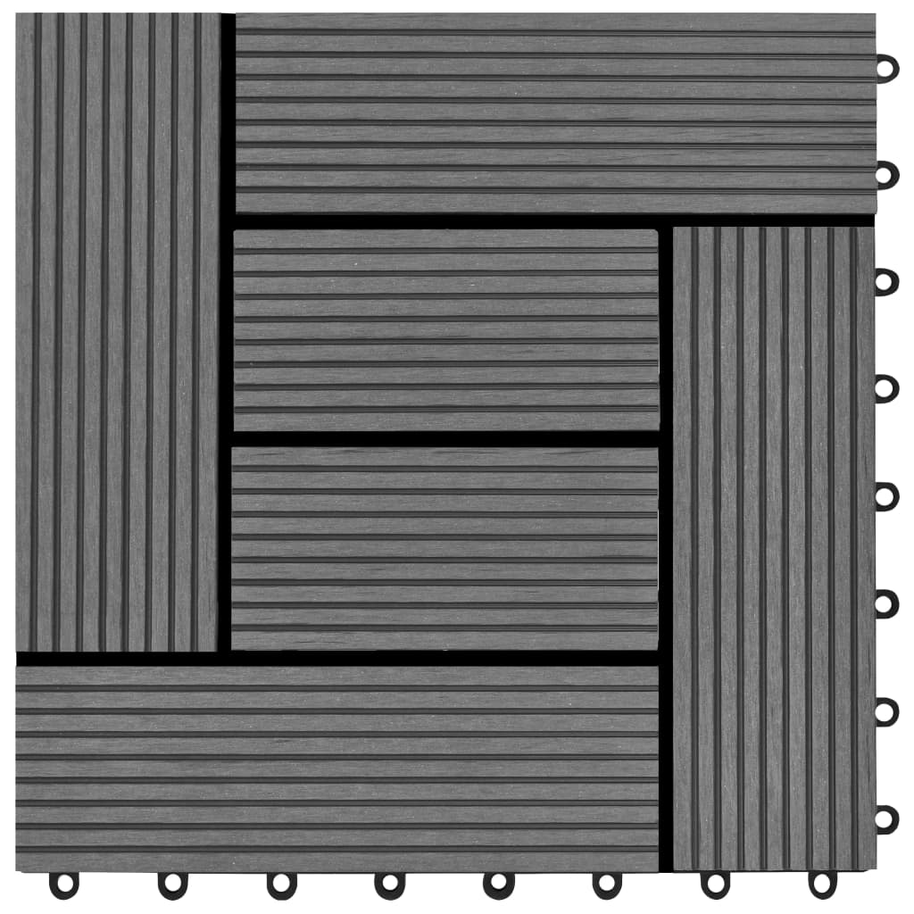vidaXL Decking Tiles WPC 1 sqm Grey 11 pcs 30 x 30 cm