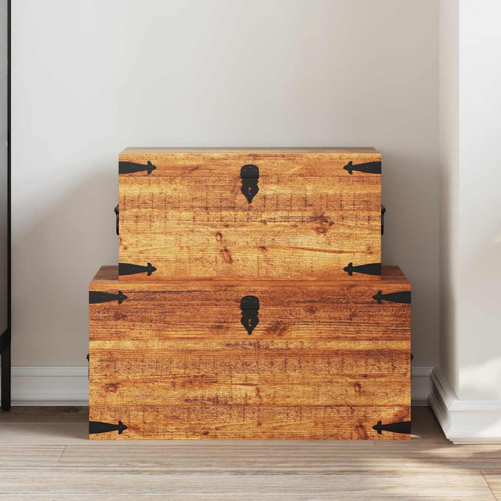 vidaXL Storage Chest Set 2 Pieces Rough Mango Wood