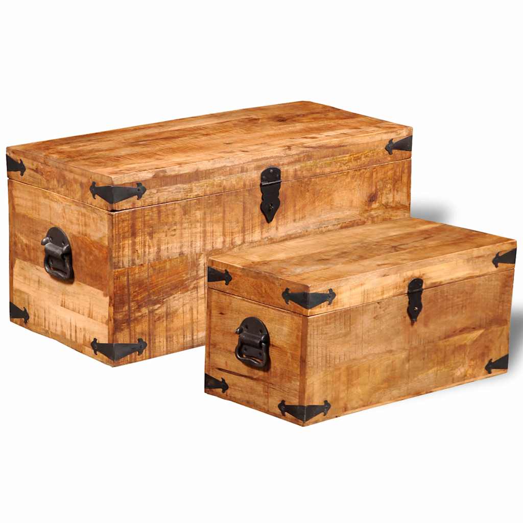 vidaXL Storage Chest Set 2 Pieces Rough Mango Wood