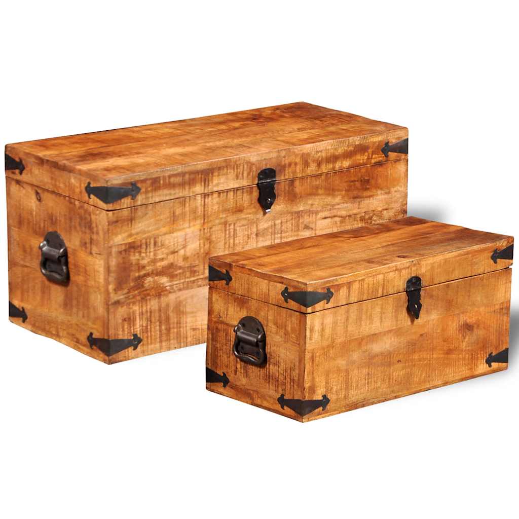 vidaXL Storage Chest Set 2 Pieces Rough Mango Wood