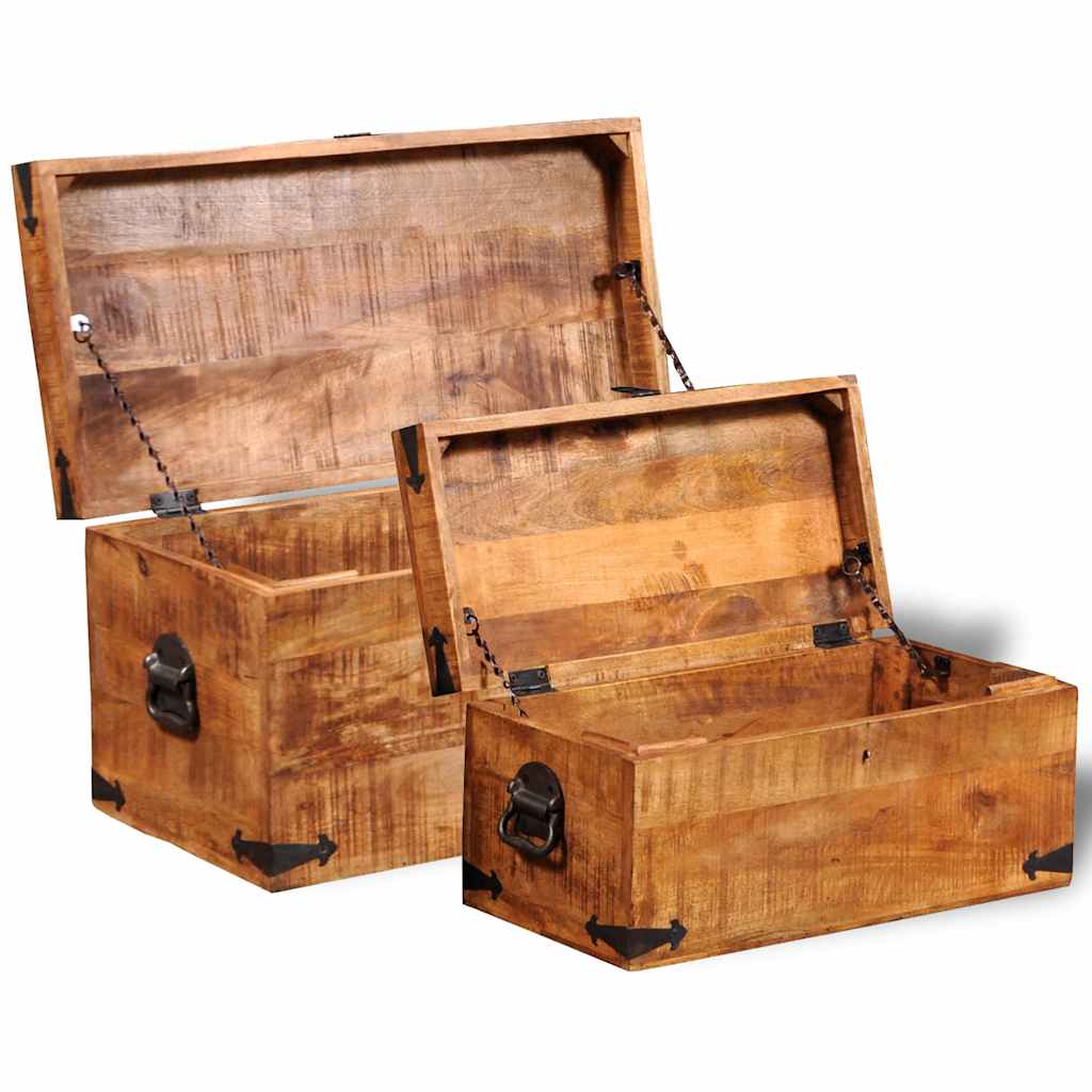 vidaXL Storage Chest Set 2 Pieces Rough Mango Wood