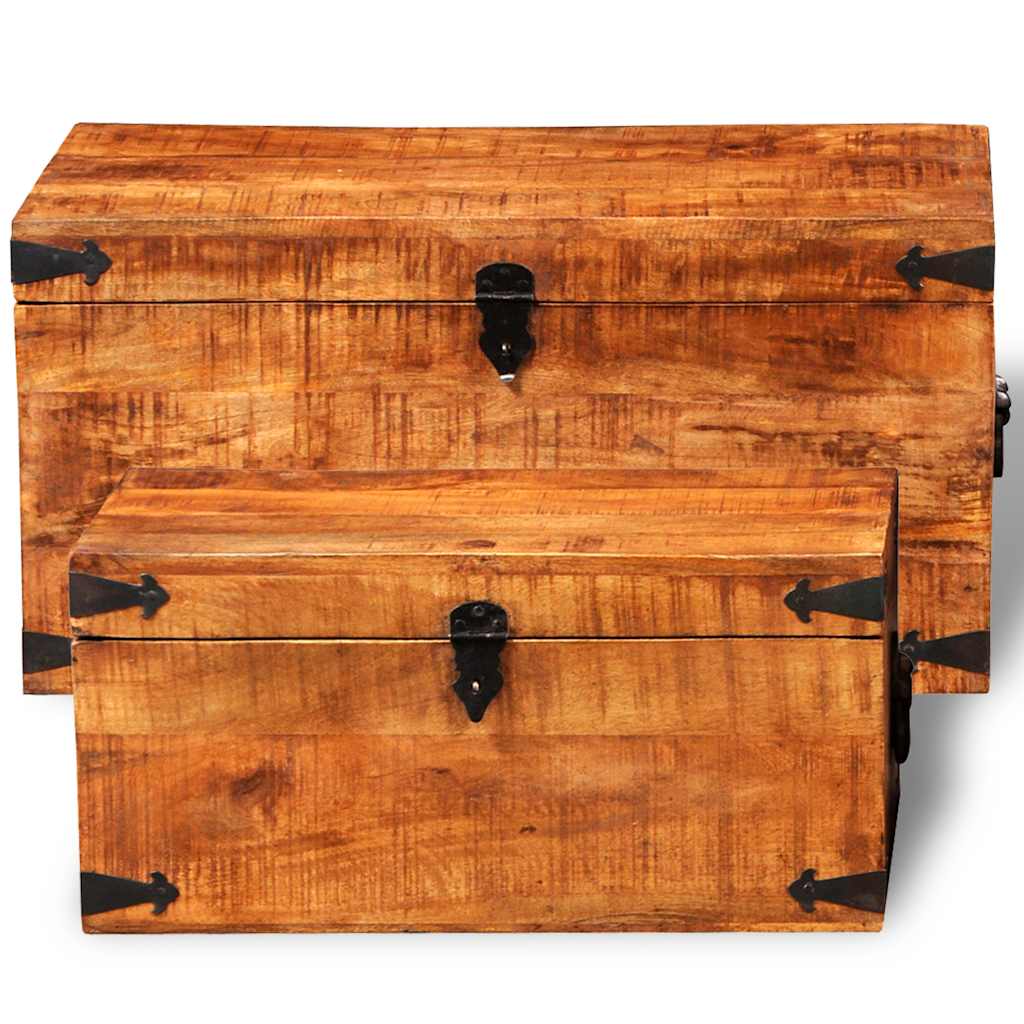 vidaXL Storage Chest Set 2 Pieces Rough Mango Wood