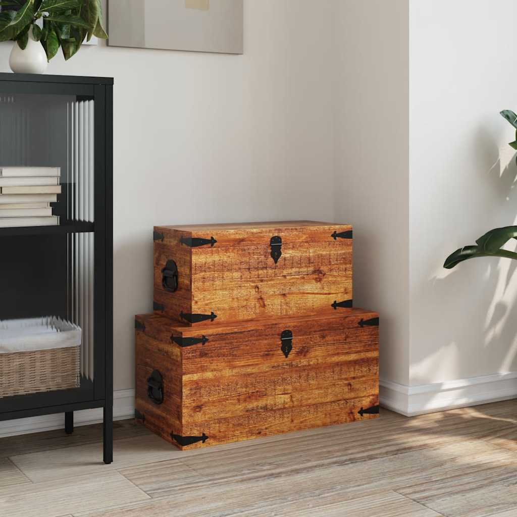 vidaXL Storage Chest Set 2 Pieces Rough Mango Wood