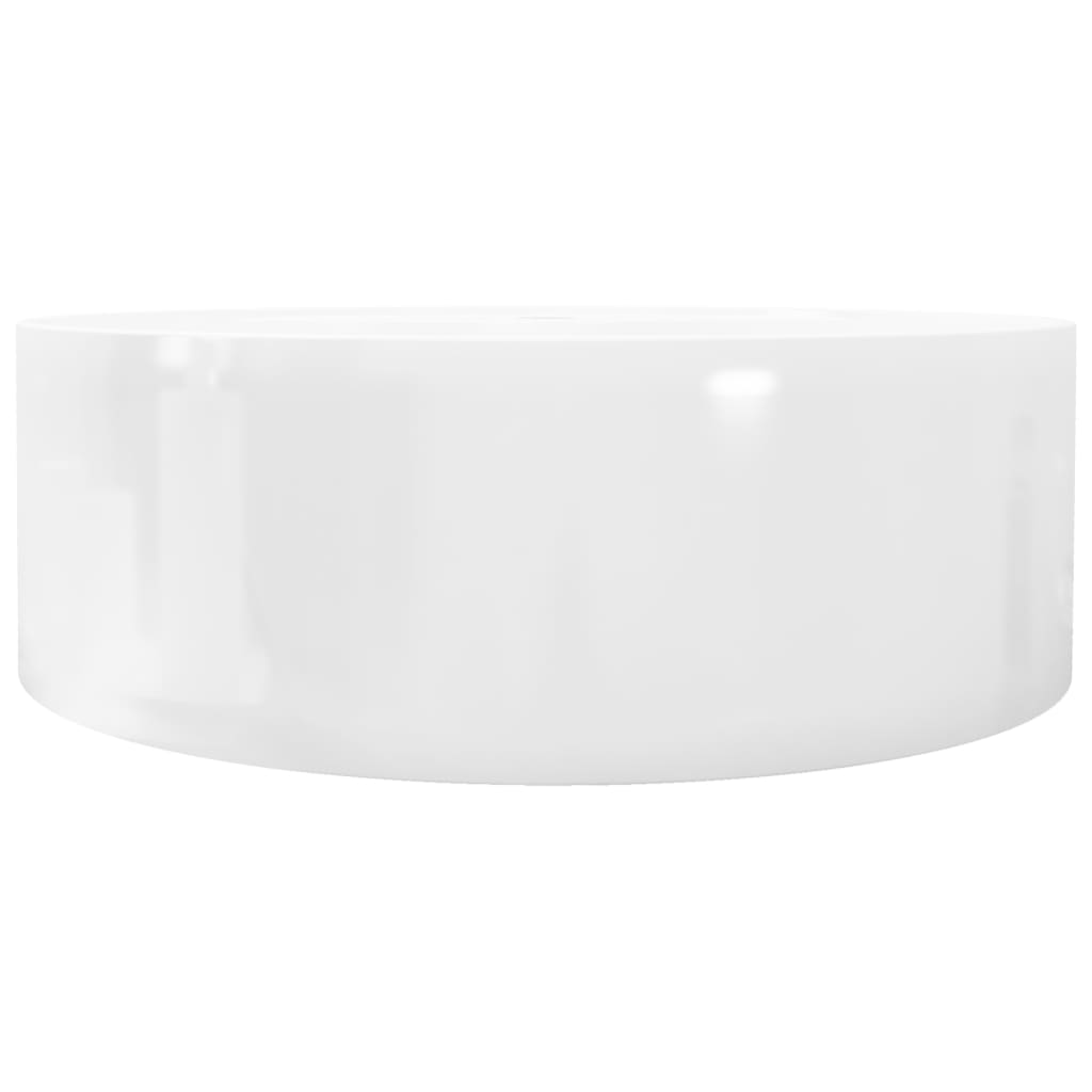 vidaXL Ceramic Bathroom Sink Basin Faucet/Overflow Hole White Round
