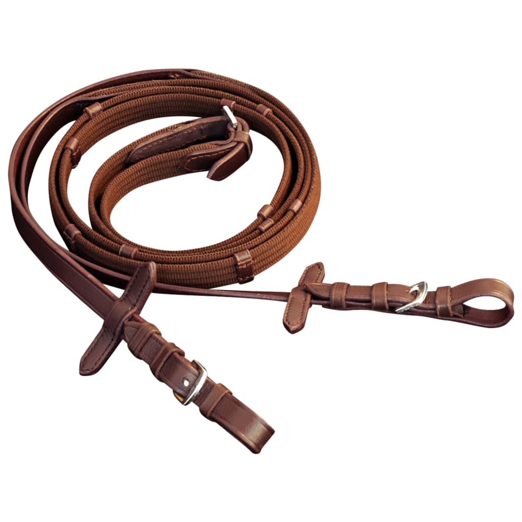 vidaXL Leather Flash Bridle with Reins and Bit Brown Full