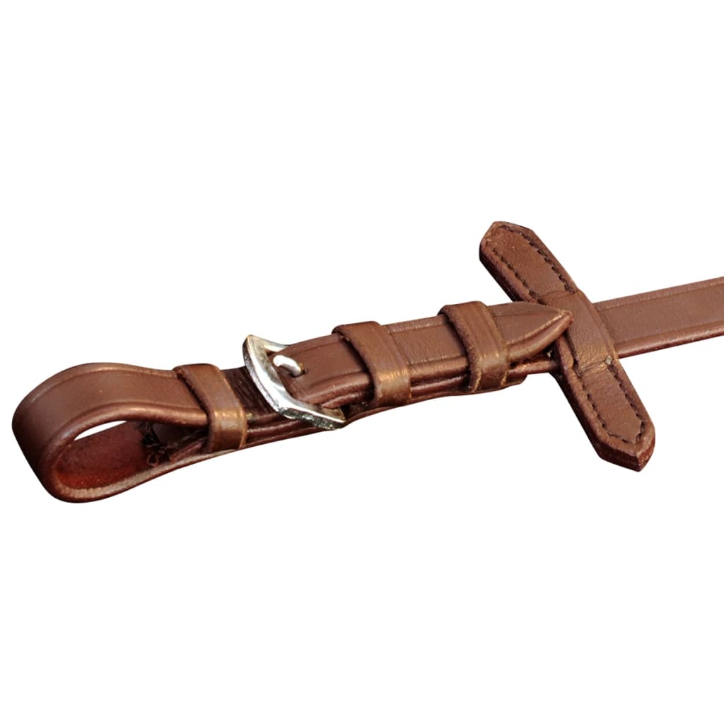 vidaXL Leather Flash Bridle with Reins and Bit Brown Full