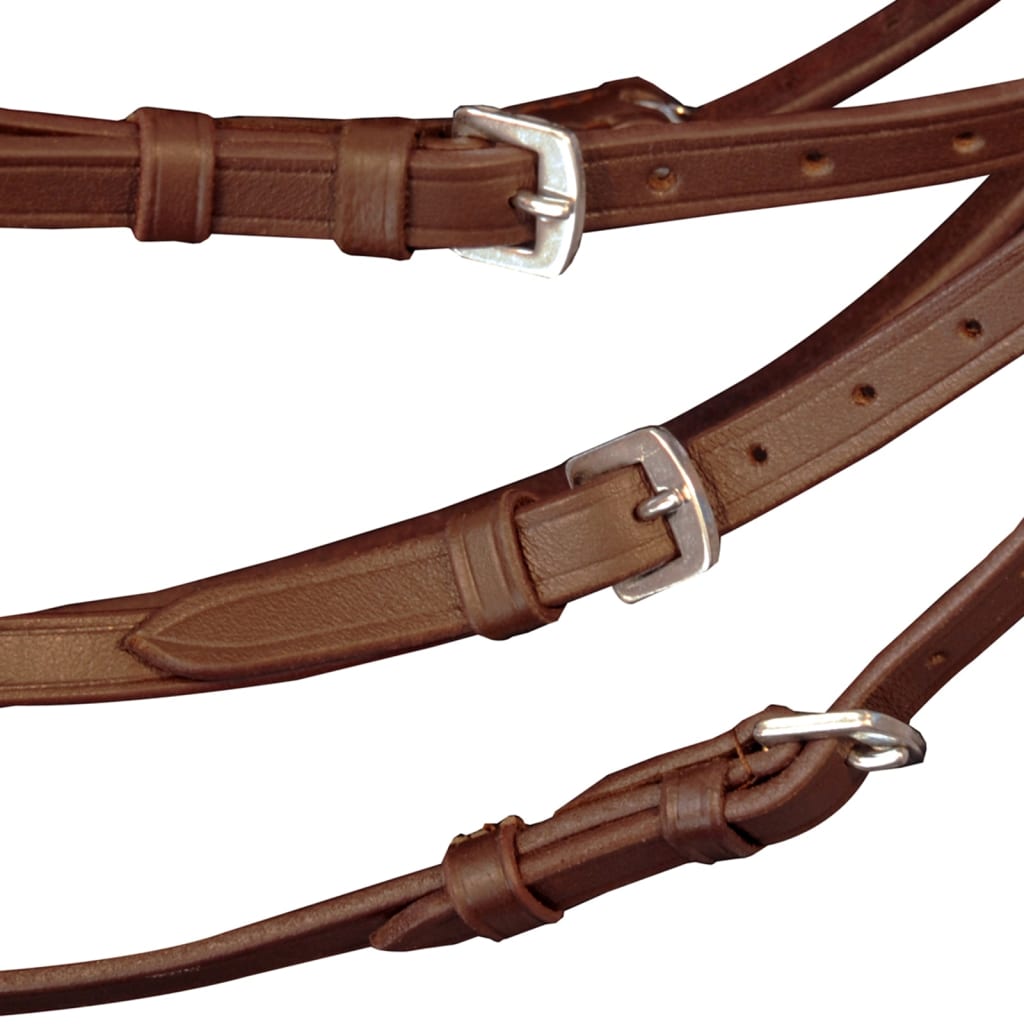 vidaXL Leather Flash Bridle with Reins and Bit Brown Full