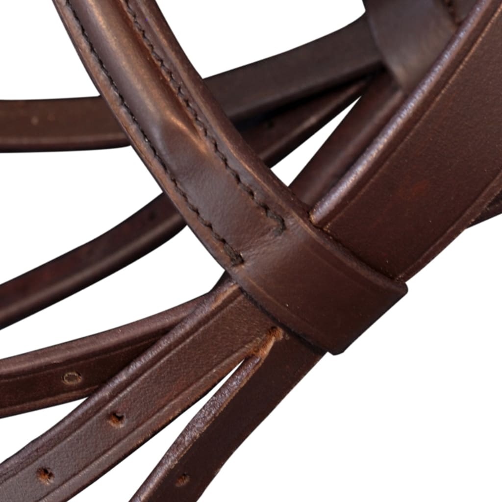 vidaXL Leather Flash Bridle with Reins and Bit Brown Full