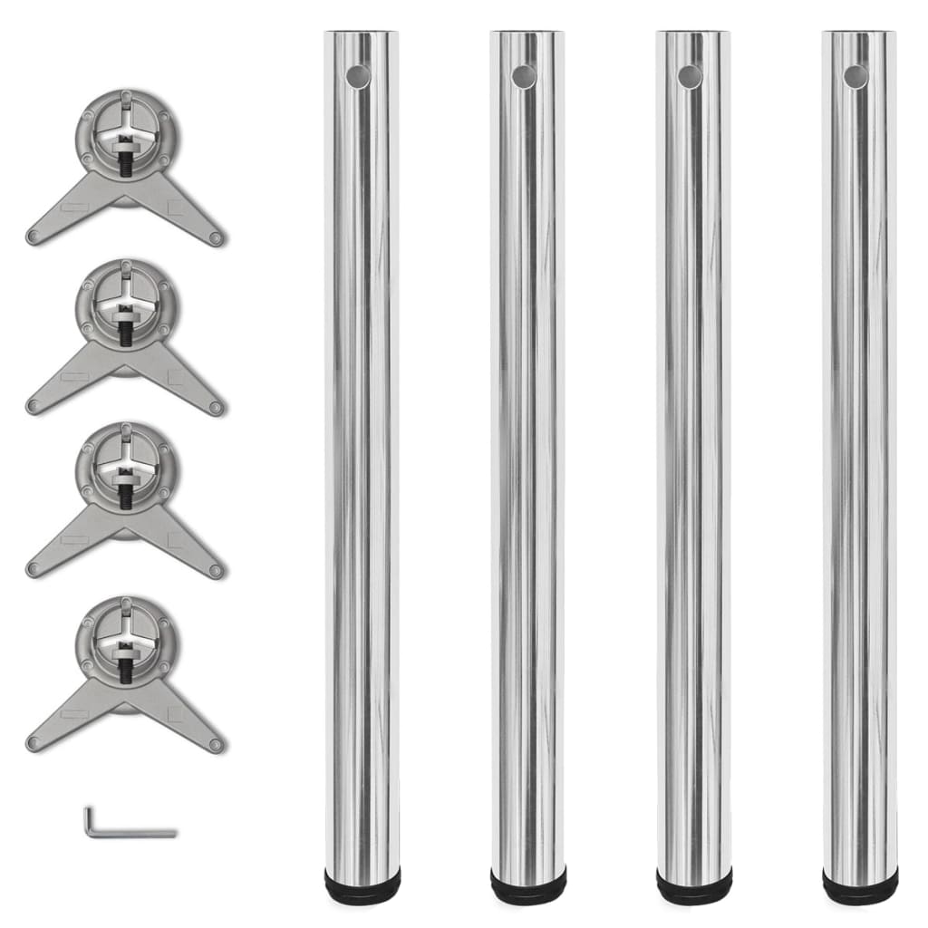 vidaXL Adjustable Table Legs 4 pcs Chrome 710 mm