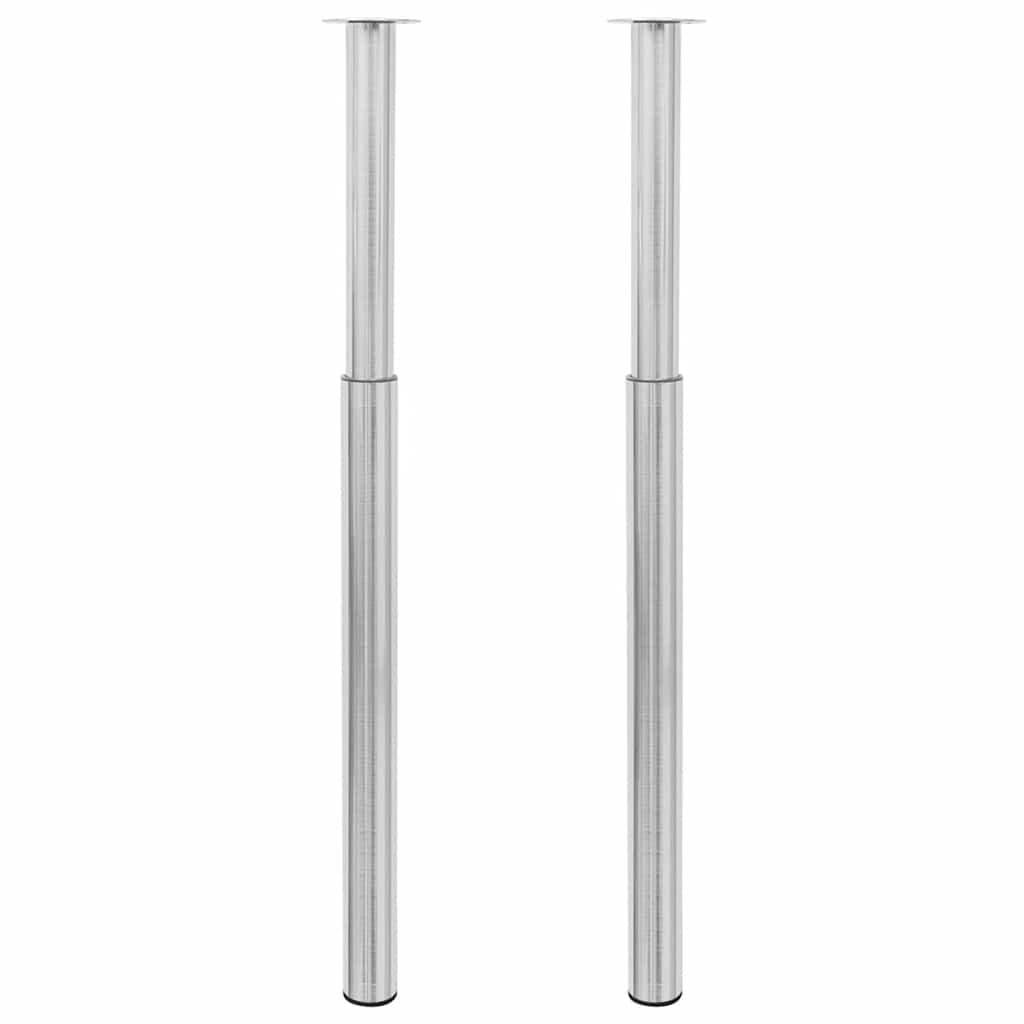 vidaXL Telescopic Table Legs 2 pcs Brushed Nickel 710 mm-1100 mm