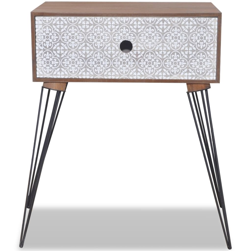 vidaXL Nightstand with 1 Drawer Rectangular Brown