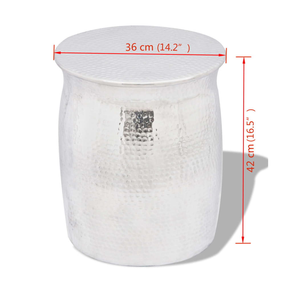 vidaXL Hammered Aluminium Stool/Side Table Silver