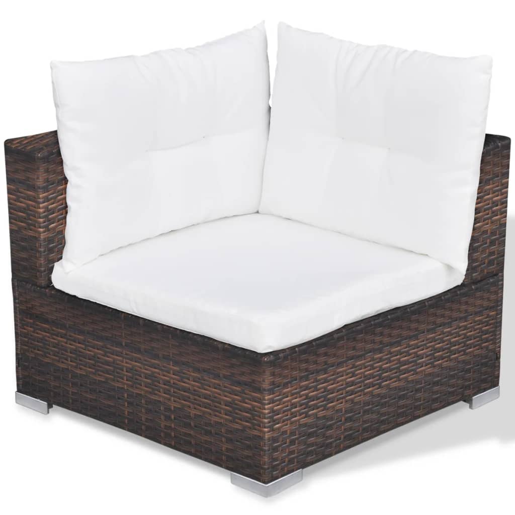 vidaXL 10 Piece Garden Lounge Set with Cushions Poly Rattan Brown