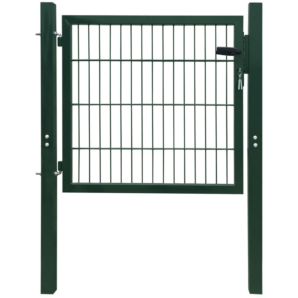 vidaXL Fence Gate Steel Green 105x150 cm