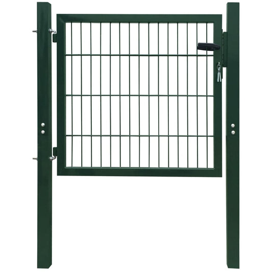 vidaXL Fence Gate Steel Green 105x150 cm